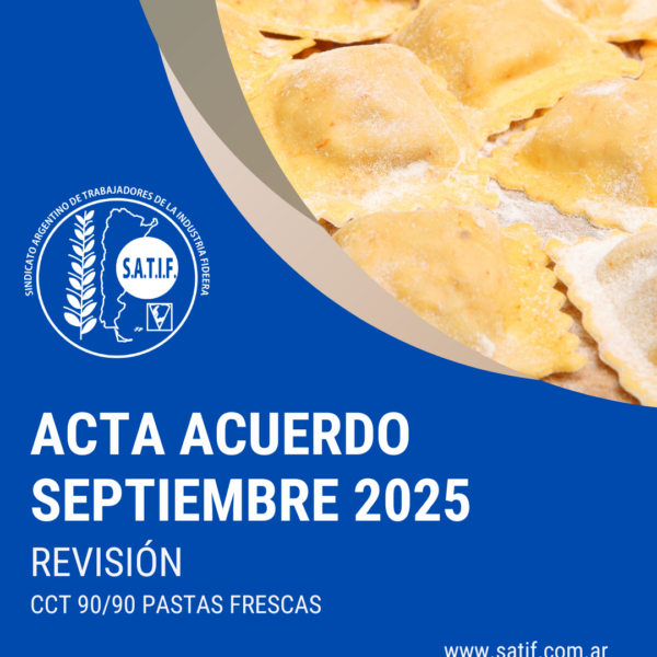 Está disponible el Acta Acuerdo y Escala Salarial de Pastas Frescas de septiembre 2025