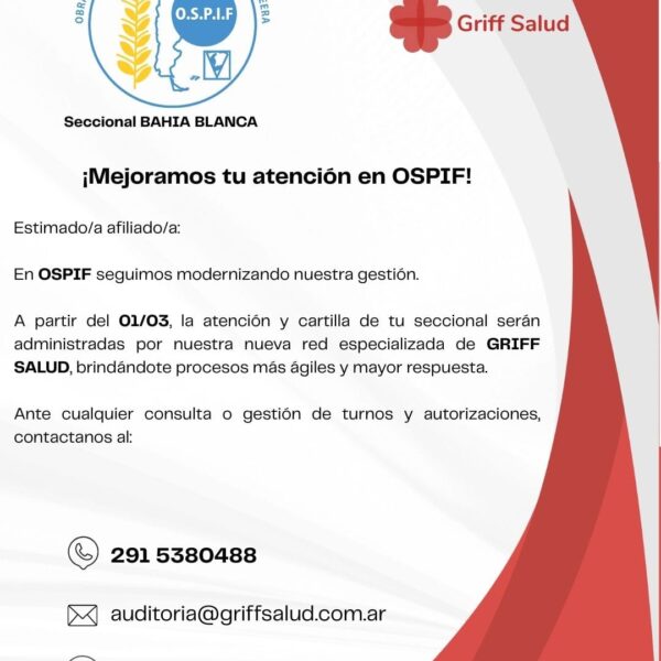 Afiliados de Bahía Blanca podrán acceder a la red de prestadores de GRIFF Salud
