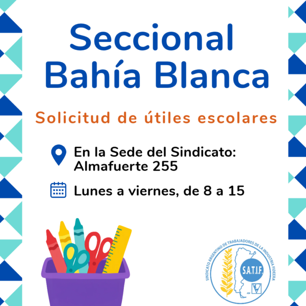 Solicitud útiles escolares en Bahía Blanca