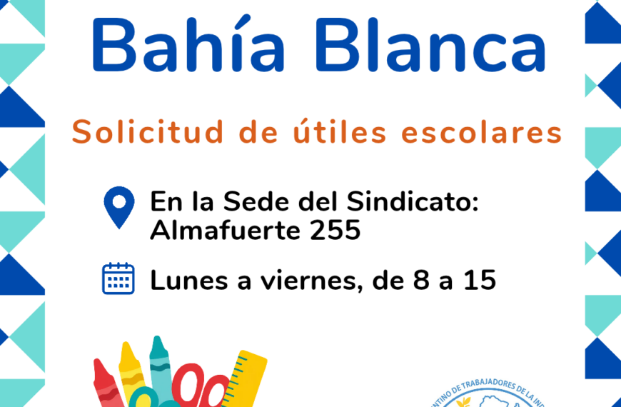 Solicitud útiles escolares en Bahía Blanca